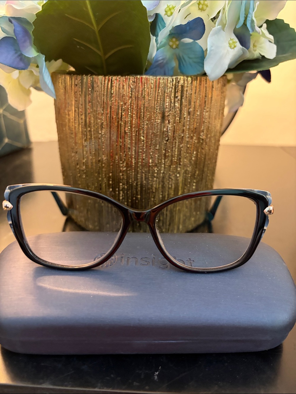 Insight Women's Cat-Eye Glasses in Dark Tortoise with Gold Accent